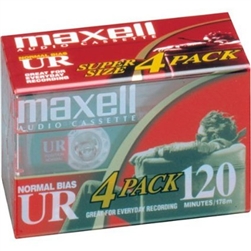 Maxell UR-120 Blank Audio Cassette Tape - 4 pack : 108045