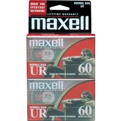 MAXELL UR-60 Blank 60-minute Audio Cassette Tape 2 Pack 109024