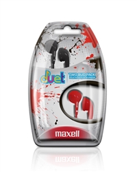 Maxell Duet- 2 Earbud Pack - Black & Red  D2-BK&R