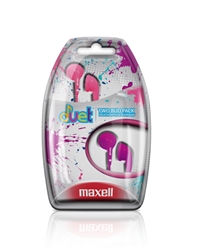 Maxell Duet - 2 Earbud Pack - Pink & Purple  D2-PK&PU