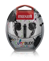 Maxell Color Buds w/MIC - Black   CBM-BLK