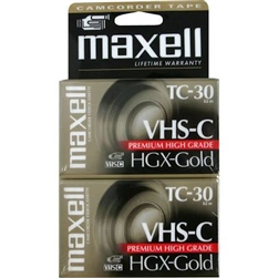 Maxell HGX-Gold TC30 VHS-C Premium High Grade Video Cassette 2 pack 203020