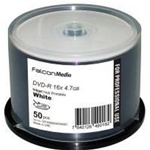 Falcon DVD-R 4.7GB, 16X, White Inkjet Hub Printable MPN # 3010406504000097