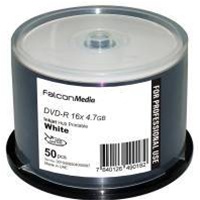Falcon DVD-R 4.7GB, 16X, White Inkjet Hub Printable MPN # 3010406504000097