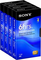 Sony 4T120VR 120 Minute Premium VHS Cassette Tapes (4-Pack)