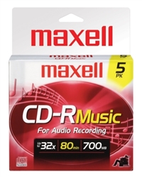 Maxell  CDR-80 MUSIC GOLD 5PK SLIM  CD-R (AUDIO ONLY) SLIM JEWEL