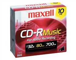 Maxell  CDR-80 MUSIC 10PK GOLD  CD-R (AUDIO ONLY) SLIM JEWEL
