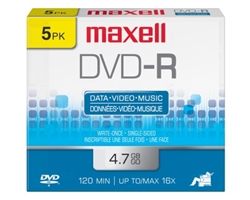 Maxell DVD-R 5PK  4.7GB DVD-R 10mm Jewelcase