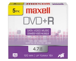Maxell DVD+R 5PK  4.7GB DVD+R 10MM JEWEL