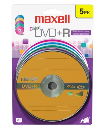 Maxell Color 5PK Card 4.7GB DVD+R CARD