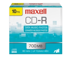 Maxell  CD-R 700 10PK   700MB CD-R SLIM JEWEL