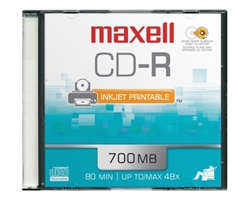 Maxell CD-RPW  - Ink Jet  700MB Printable SLIM JEWEL
