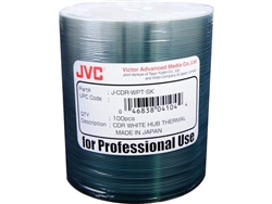 JVC (J-CDR-WPT-SK) 52X, White Thermal Everest Hub-Printable - 100 Pack