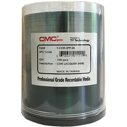 CMC Pro Taiyo Yuden (TCDR-ZPP-SB) 52X CD-R Silver Lacquer Media Hub-Printable - 100 Pack