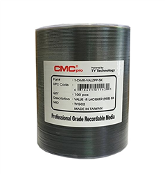 CMC Pro Taiyo Yuden (TDMR-VALZPP-SK) 16X DVD-R Silver Lacquer Hub printable surface - 100 Pack (Cakebox)